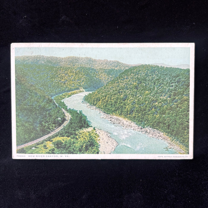 Antique Postcard 1922 New River Canyon West Virginia Railroad View Phostint
