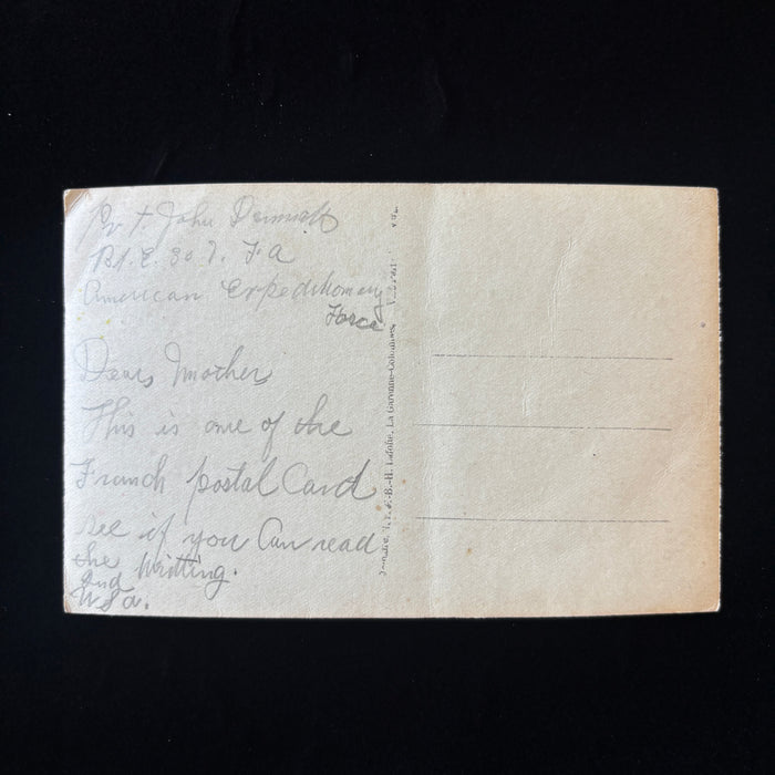 Antique Postcard Dear Mother WWI France AEF 78th Division 307th French Romance