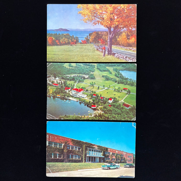 Vintage Postcard Lot New Hampshire Lake Tarleton Club Classic Cars Autumn Trees