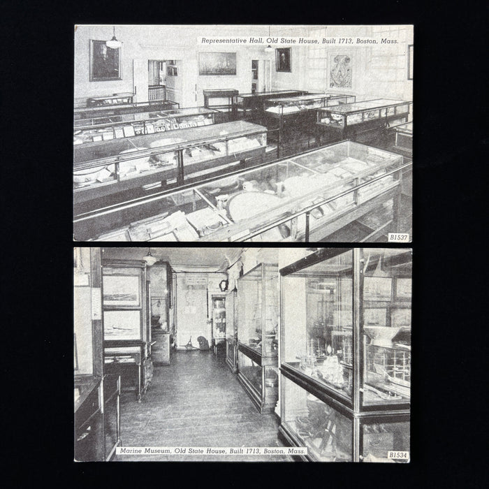 Vintage Postcard Lot Boston Old State House Marine Museum Representative Hall