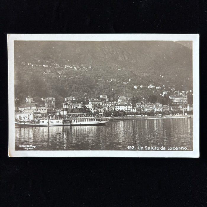 Vintage Postcard RPPC Swiss Lake Steamboat Transport Locarno Lake Maggiore