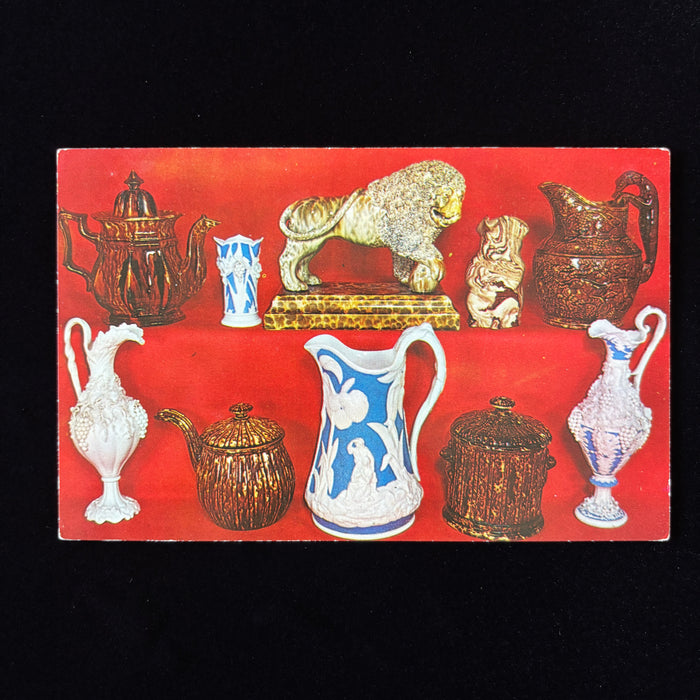 Vintage Postcard Antique Pottery Bennington Porcelain Museum Gold Lion Vermont