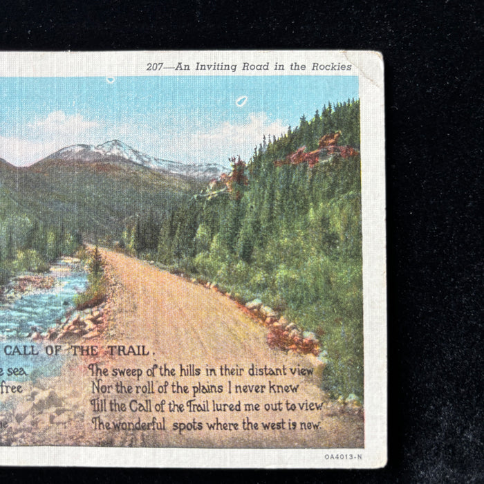 Vintage Postcard 1930 Call of the Trail Poem Vagabond Lovers Rocky Mountains CO