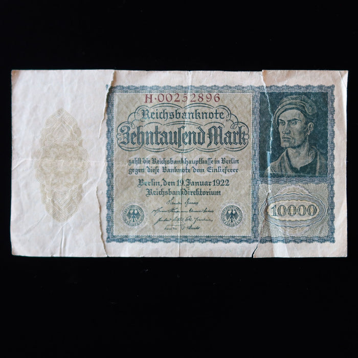Antique Banknote Germany 10000 Mark 1922 Vampire Note Hyperinflation Watermark