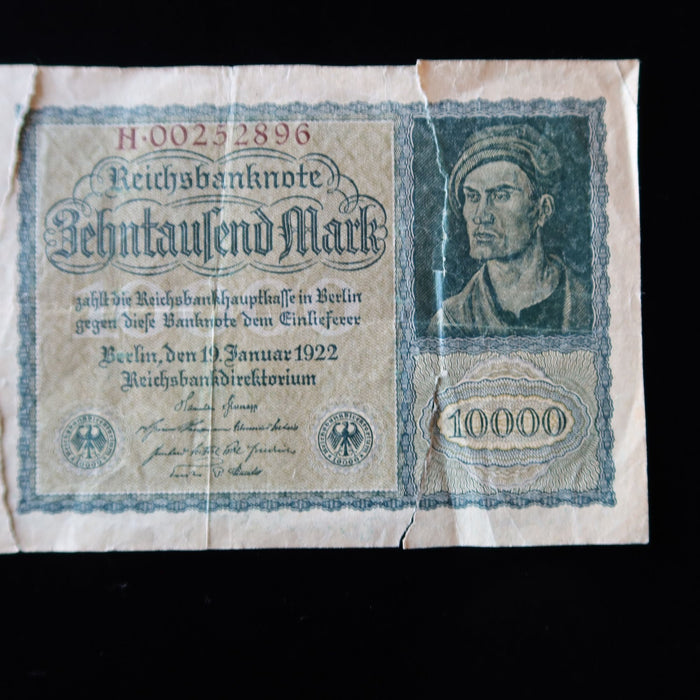 Antique Banknote Germany 10000 Mark 1922 Vampire Note Hyperinflation Watermark