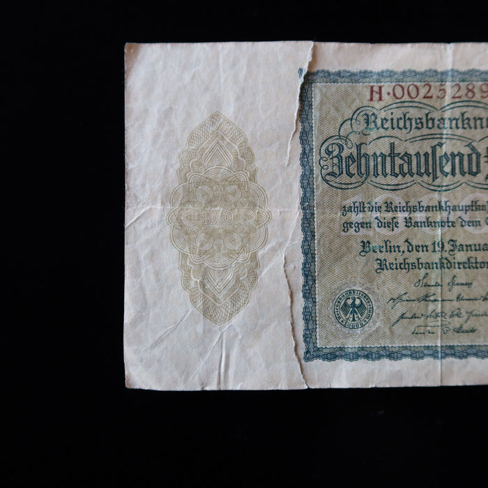 Antique Banknote Germany 10000 Mark 1922 Vampire Note Hyperinflation Watermark