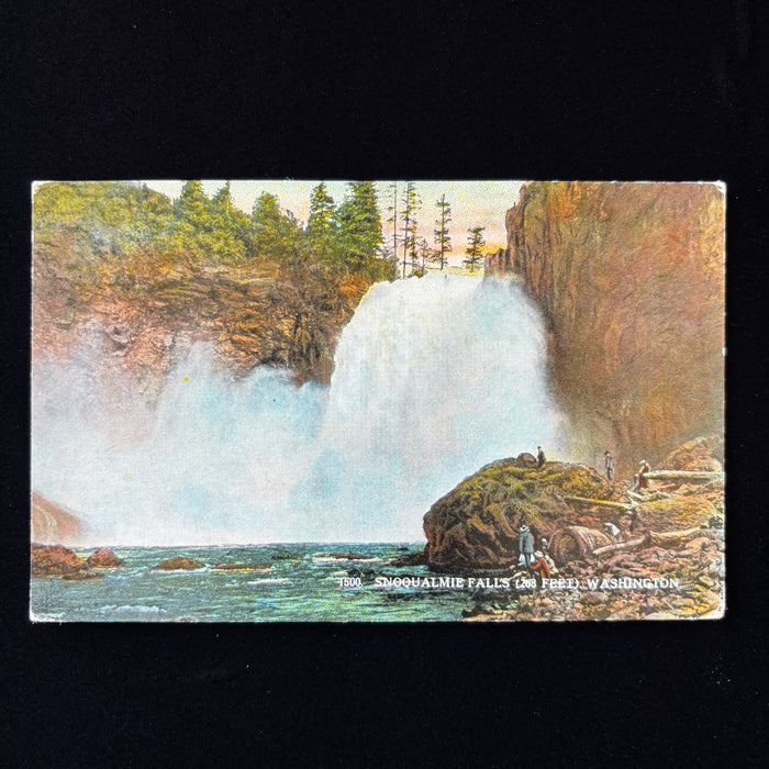 Vintage Postcard 1926 Snoqualmie Waterfall Tourists Social Hikers Washington