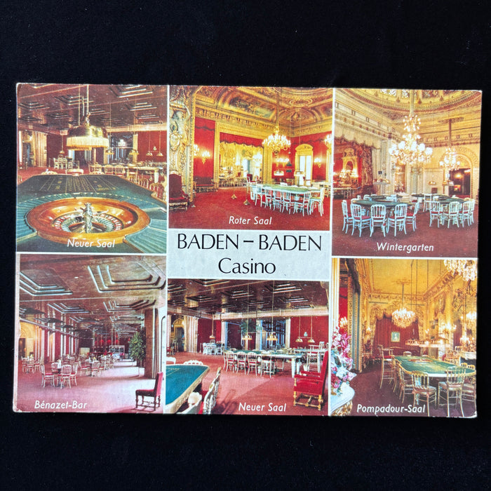 Vintage Postcard Baden Baden Casino Germany Multi View Opulent Gold Interior Bar