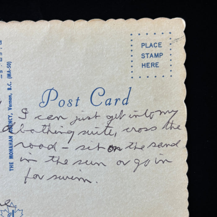 Vintage Postcard Aerial View Penticton British Columbia Okanagan Lake Airport
