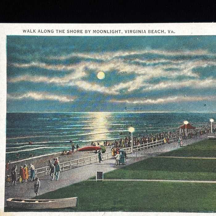 Vintage Postcard Lot Moonlight Virginia Beach Stormy Ocean Boat Swim Boardwalk
