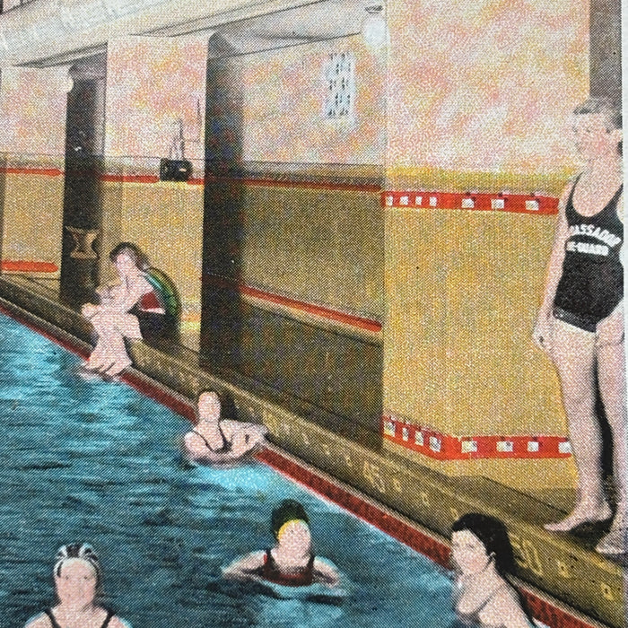 Vintage Postcard Swimming Pool Onlookers Bathing Washington DC Ambassador Hotel