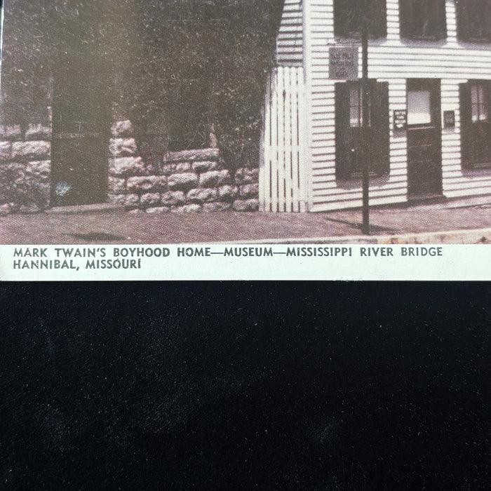 Vintage Postcard 1952 Mark Twain Boyhood Home Bridge Hannibal MO John Winkler