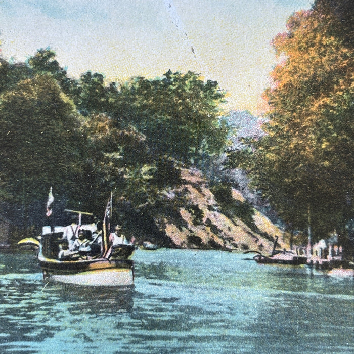 Antique Postcard 1909 Motor Boating Rocky River Cleveland Ohio Luna Park July 4