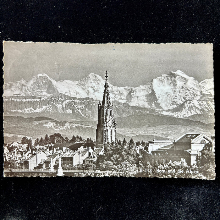 Vintage Postcard 1956 Snowy Alps Journey Red Cross Slogan Bern Switzerland RPPC