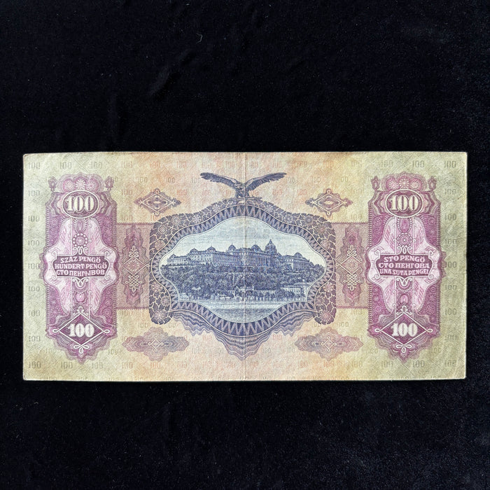 Vintage Banknote 1930 Hungary 100 Pengő King Mátyás Király Budapest Castle Art
