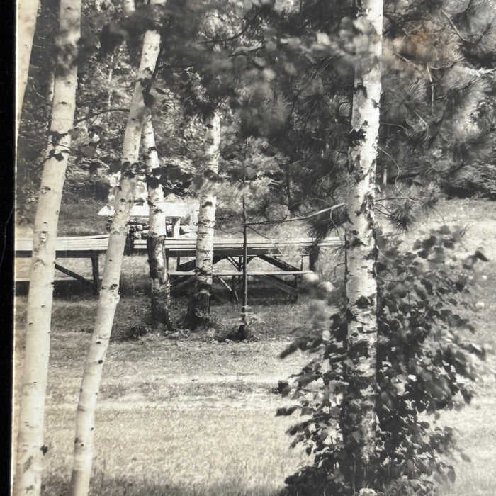 Vintage Postcard1941 RPPC Three Lakes Camp Ground Eagle River Wisconsin Woods