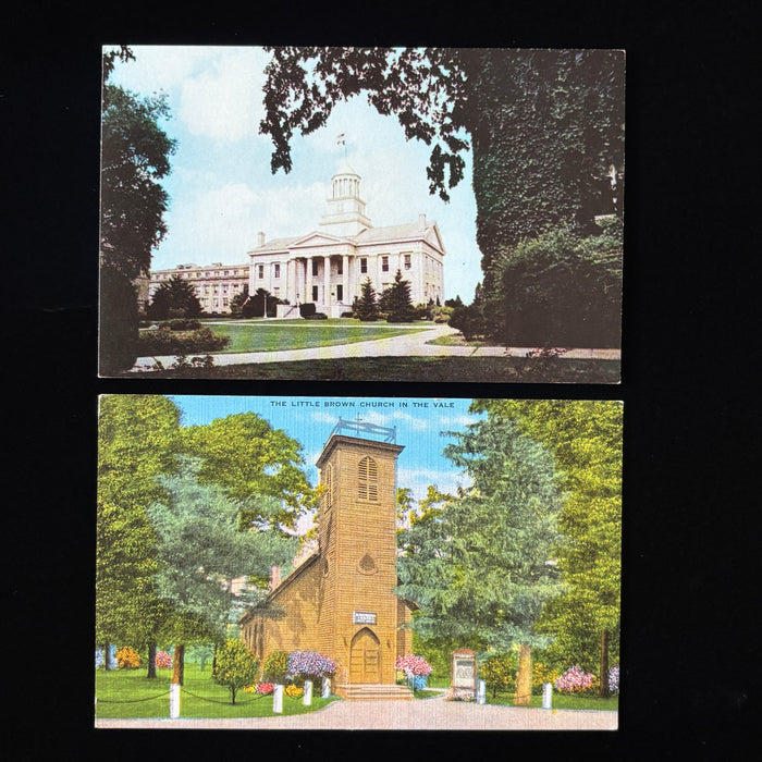 Vintage Postcard Lot State & Faith Old Capitol Iowa Little Brown Church Nashua