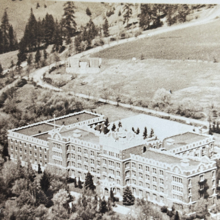 Vintage Postcard RPPC Aerial View St Michels Mission Christian Jesuit Spokane WA