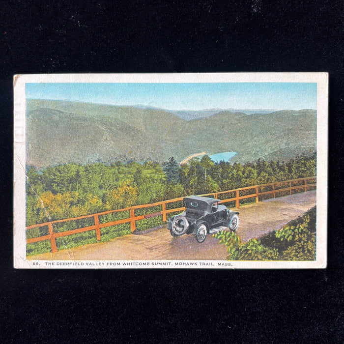 Antique Postcard 1923 Open Touring Car Mohawk Trail Deerfield Valley Road Trip