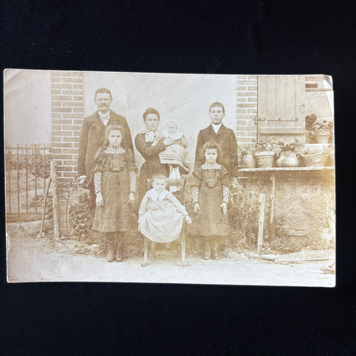 Antique Postcard 1900s RPPC French Family Portrait Coudroy Lorris Loiret France