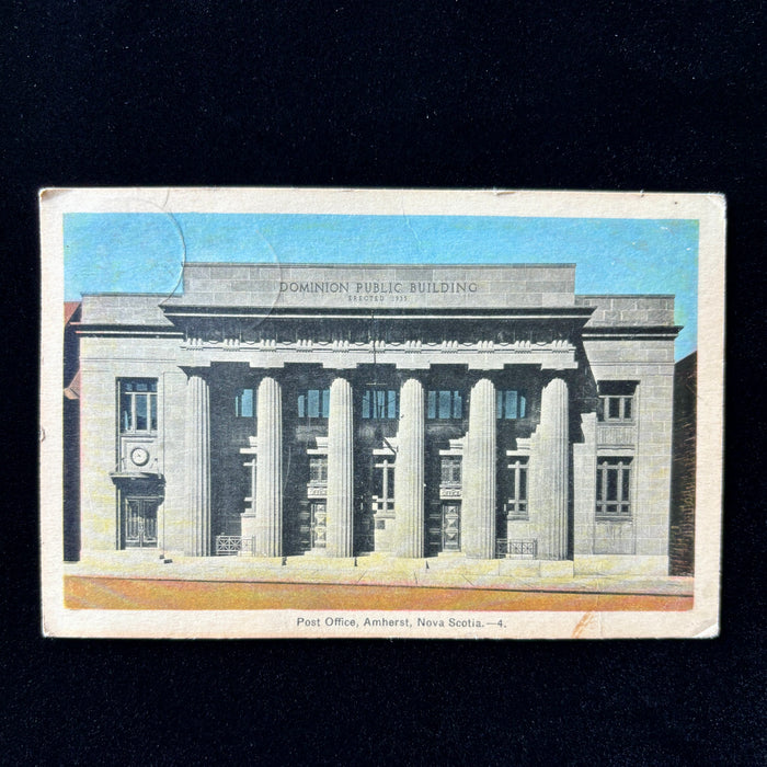 Vintage Postcard 1930s "Strawberry Diet" RPO Stamp Amherst Nova Scotia Post Office