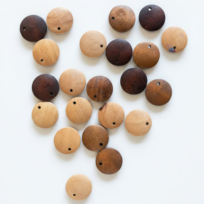 Wood Bead Bundle: Round Focal Pendant Jewelry Charms 14mm
