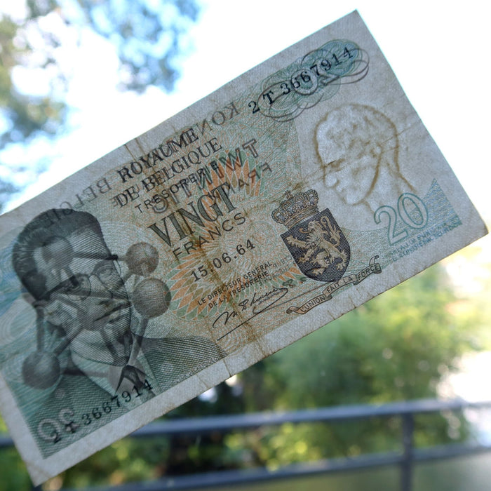 Vintage Banknote Belgium 20 Francs Collectible Currency 1964 Watermark Verified