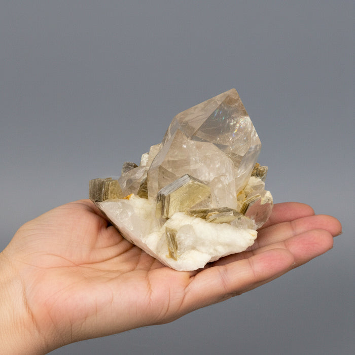 Clear Quartz Cluster Rare Mica Muscovite Calcite 4 Inch