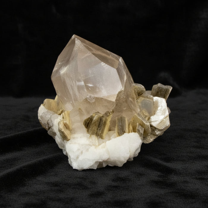 Clear Quartz Cluster Rare Mica Muscovite Calcite 4 Inch