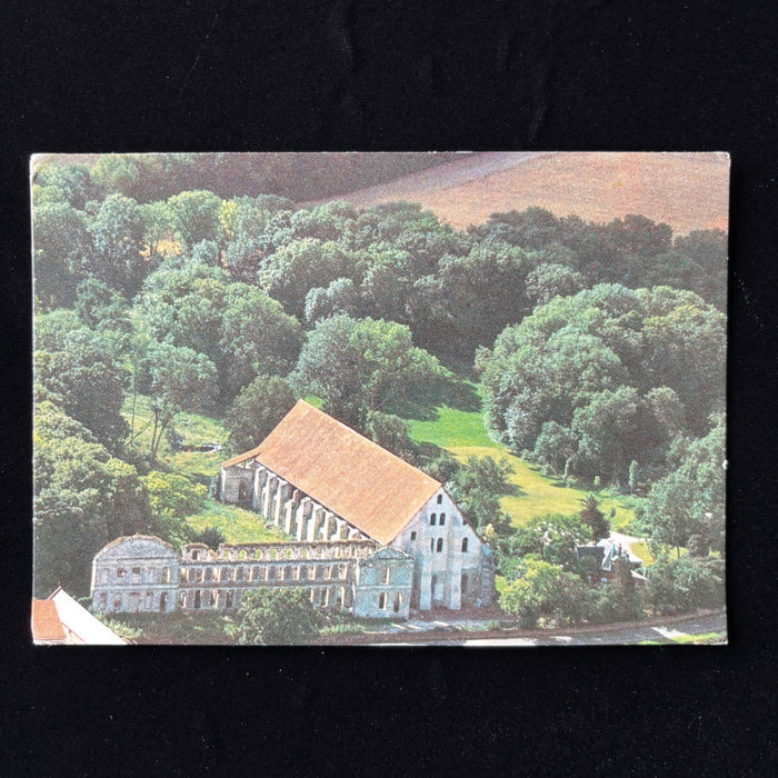 Vintage Postcard Aerial Vaucelles Abbey France 12th Century Cistercian Ruins