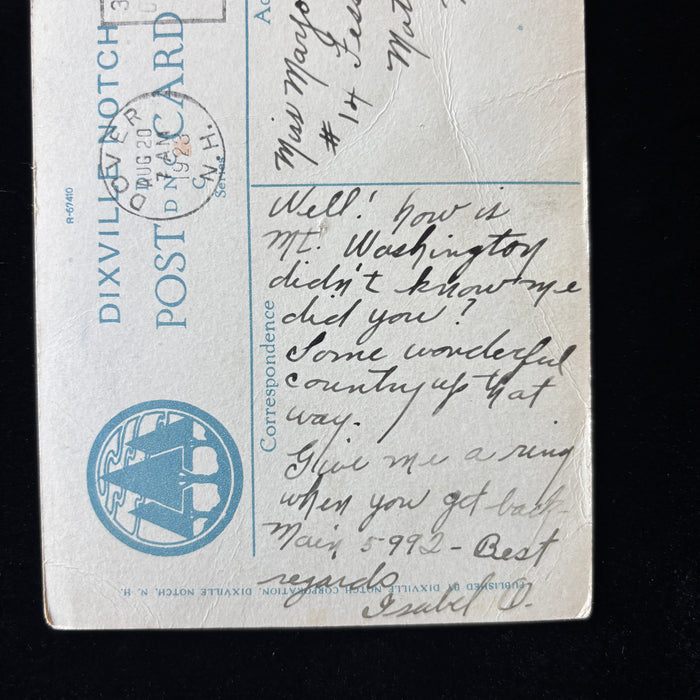 Antique Postcard 1923 300 Anniversary Balsams Dixville Notch NH Mt Abenaki Lake