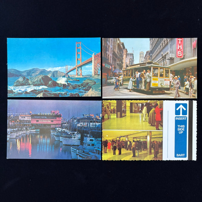 Vintage Postcard Lot San Francisco Golden Gate Cable Car Fishermans Wharf BART