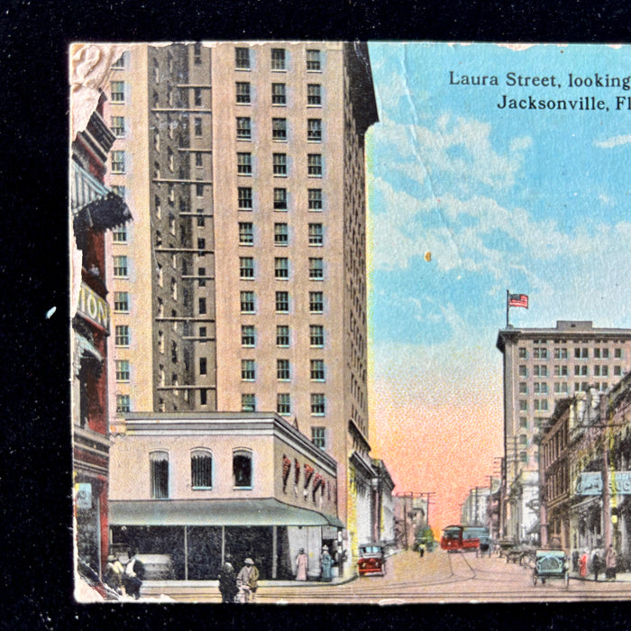 Antique Postcard 1916 "Headed Home" Laura Street Jacksonville Florida Scene
