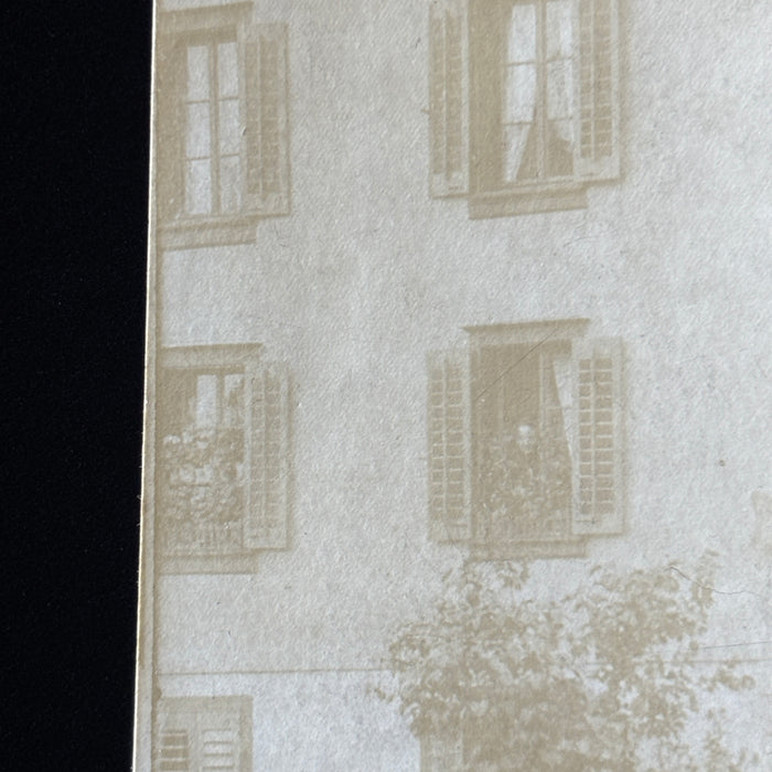 Antique Postcard RPPC Switzerland House Portrait Tenants Windows People Posing