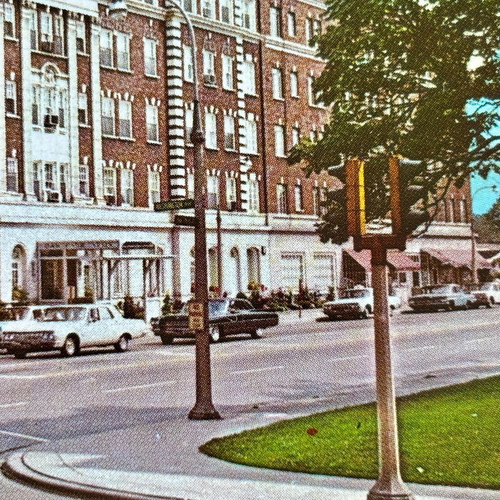 Vintage Postcard 1970s Oak Park Arms Hotel IL Classic Car Religious Conversation