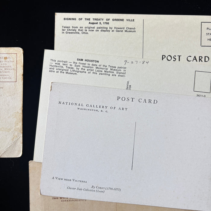 Vintage Postcard Lot Historic Horse Cavalry Trees Sam Houston Treaty Greenville