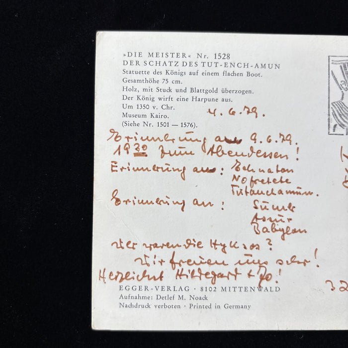 Vintage Postcard 1979 Germany Götter Und Pharaonen Tutankhamun Harpoon Nefertiti