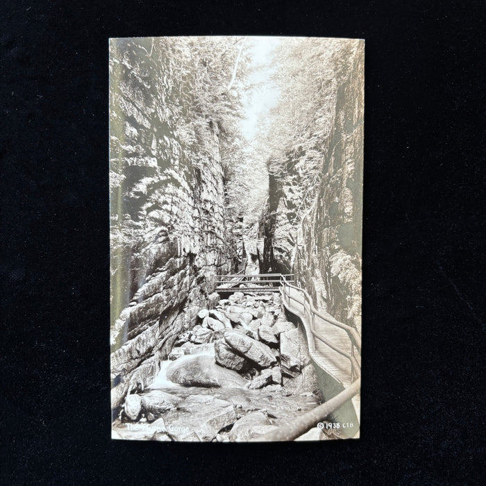 Vintage Postcard 1938 Flume Gorge Franconia Notch NH RPPC CT Bodwell White Mtns