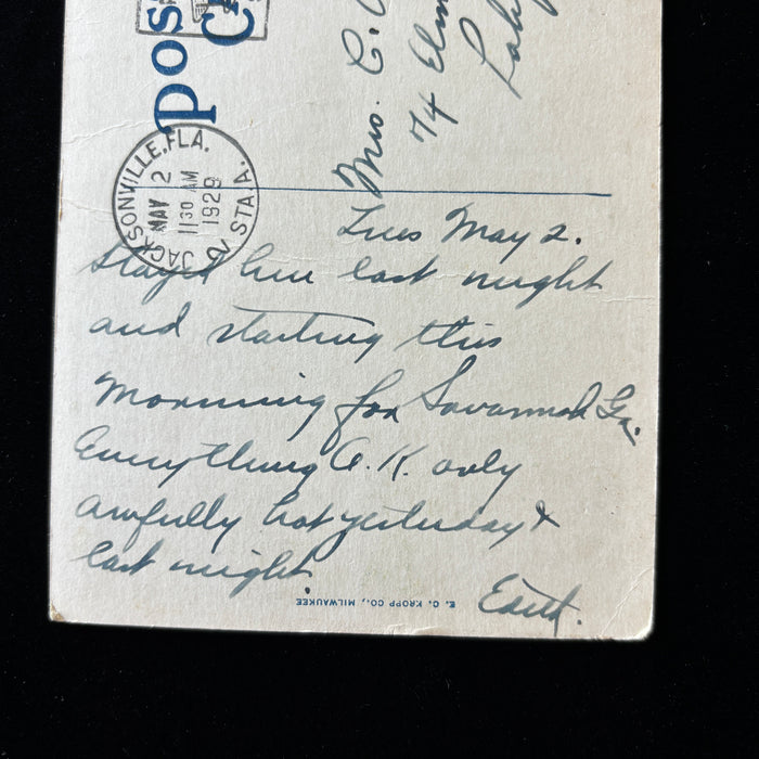 Vintage Postcard 1929 Air Mail Slogan Jacksonville FL Hotel Windle Multi-View