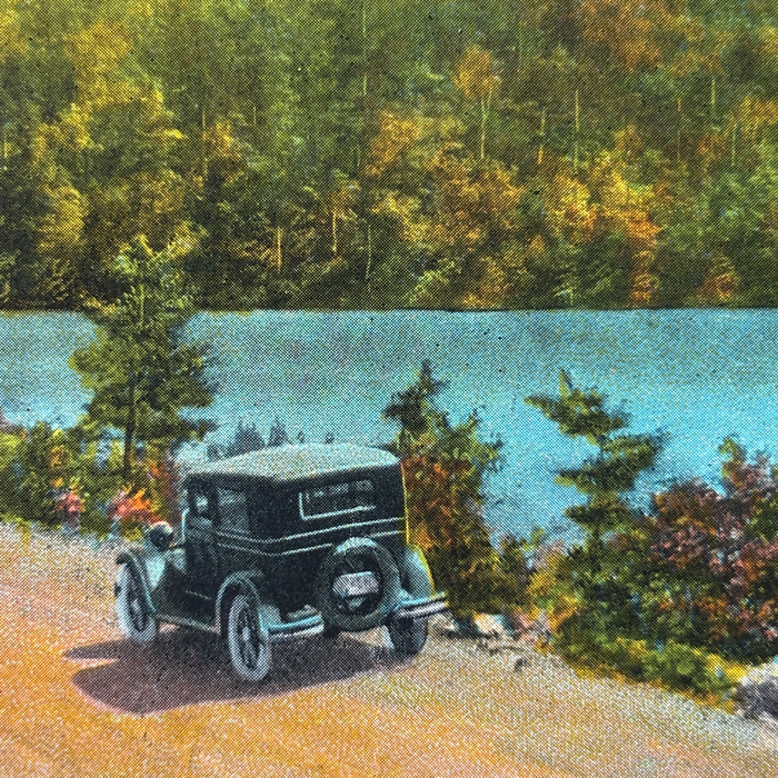 Vintage Postcard Lot 3 Waving Men Cars Highway Drive Appalachian Mountains Lake
