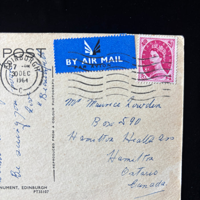 Vintage Postcard 1964 Behave Hogmany Edinburgh Castle Scott Monument Scotland