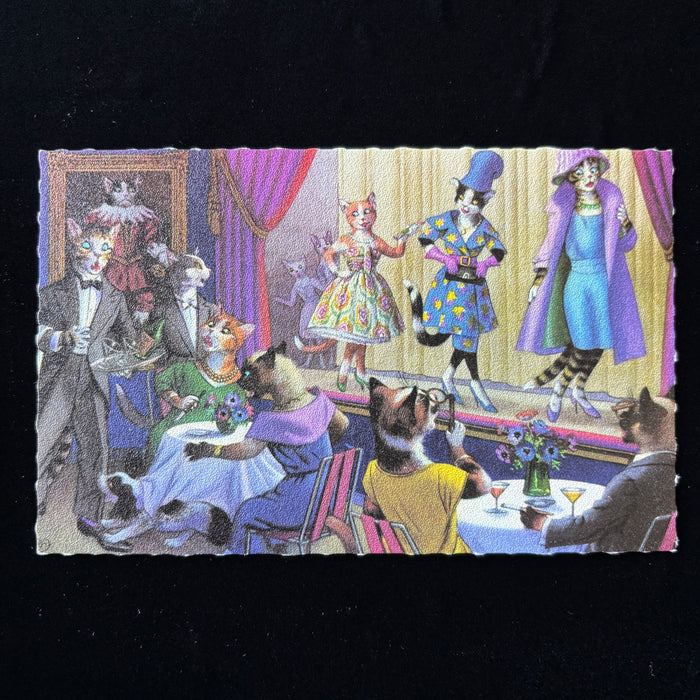 Vintage Postcard Alfred Mainzer Anthropomorphic Cat Fashion Show Theater Dog