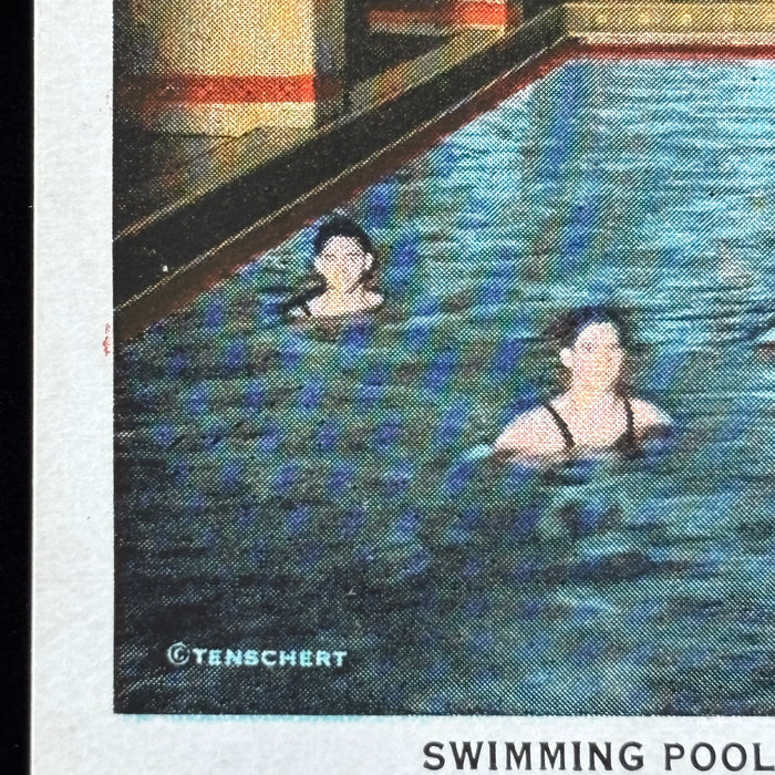 Vintage Postcard Swimming Pool Onlookers Bathing Washington DC Ambassador Hotel