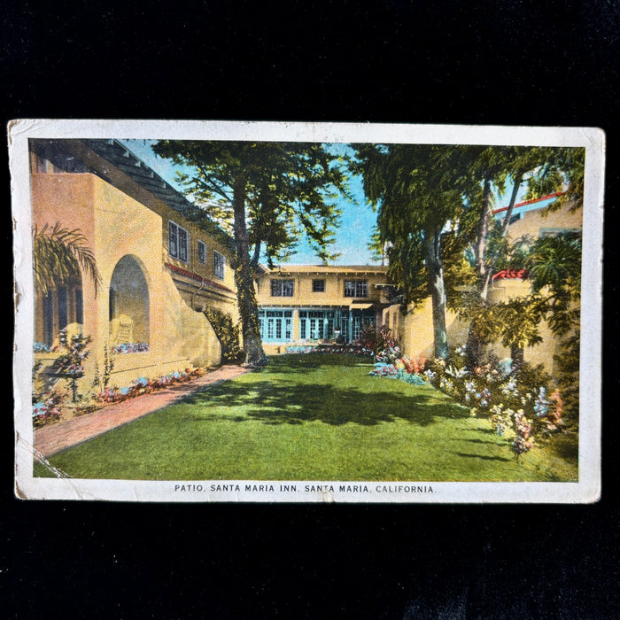 Vintage Postcard 1930 Travel Message Santa Maria Inn California Patio