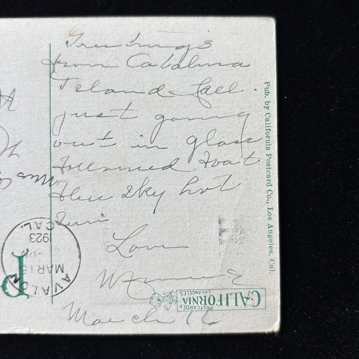 Antique Postcard 1923 Seal Rocks Santa Catalina Island CA Avalon Glass Bottom Boat