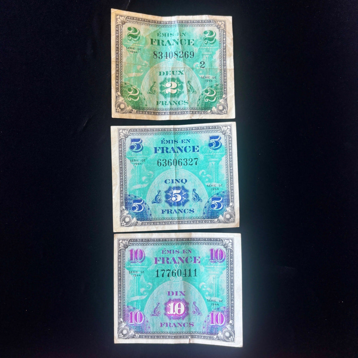 Vintage Banknote Lot WWII 1944 France Allied Military Currency 2