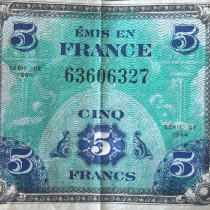 Vintage Banknote Lot WWII 1944 France Allied Military Currency 2, 5, 10 Francs
