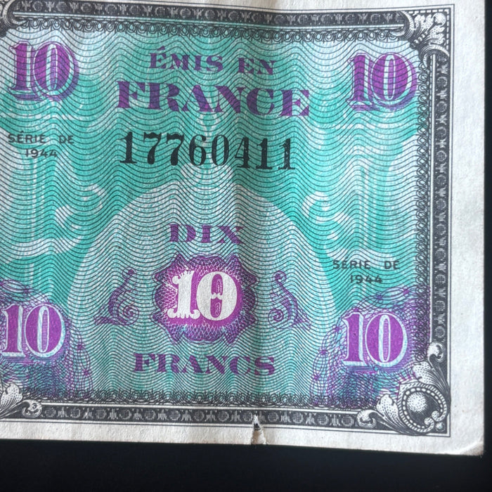 Vintage Banknote Lot WWII 1944 France Allied Military Currency 2, 5, 10 Francs