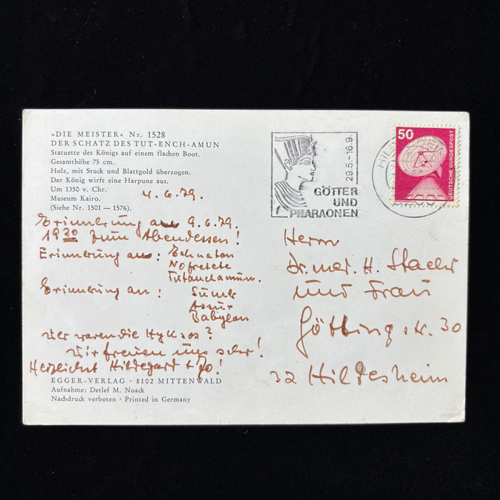 Vintage Postcard 1979 Germany Götter Und Pharaonen Tutankhamun Harpoon Nefertiti