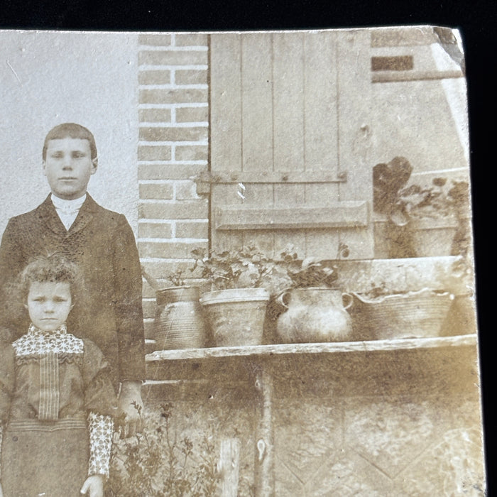 Antique Postcard 1900s RPPC French Family Portrait Coudroy Lorris Loiret France